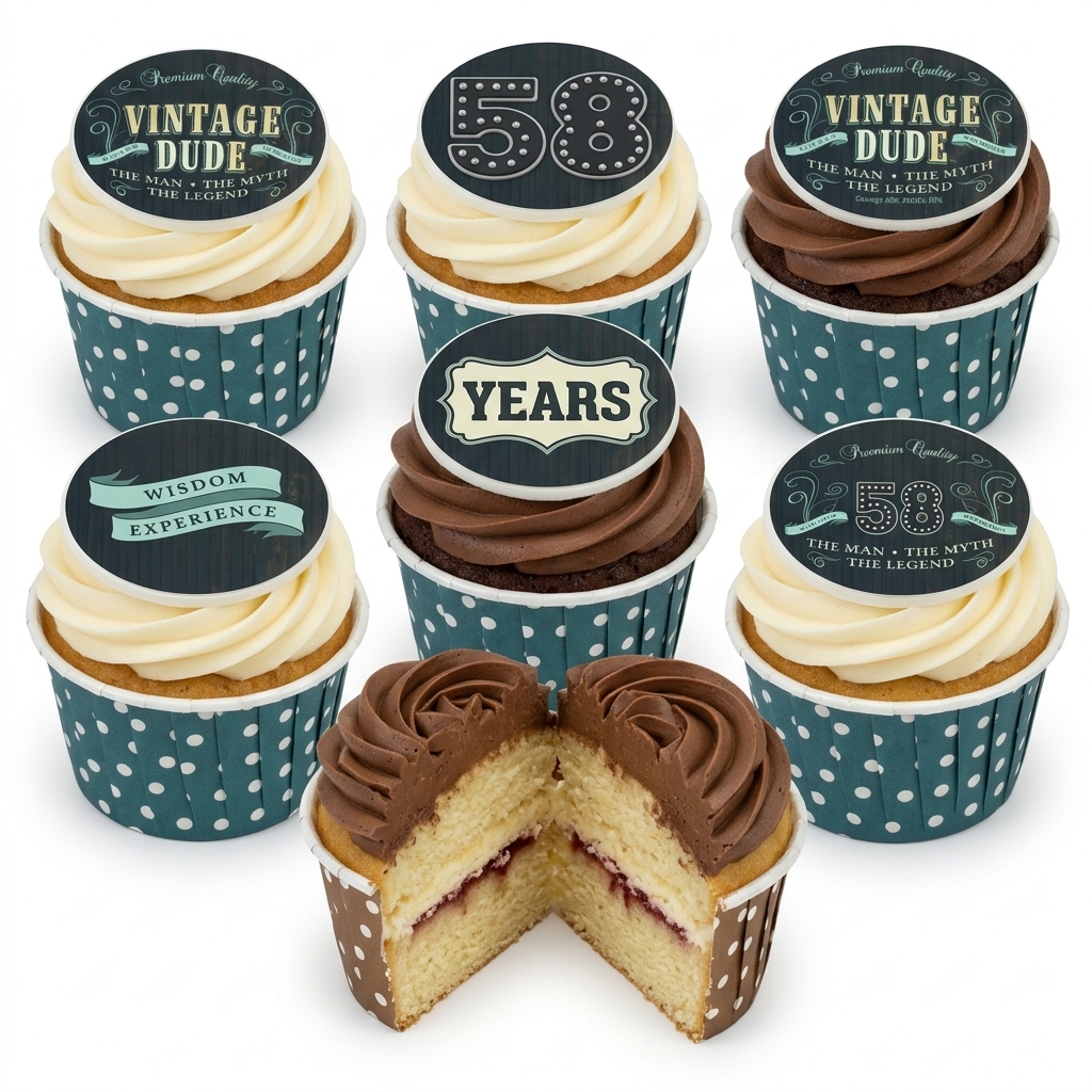 Vintage Dude Custom Age Birthday Cupcakes for Him