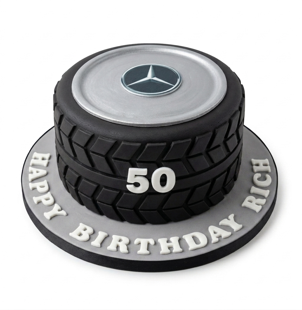 Mercedes Car Wheel Birthday Cake