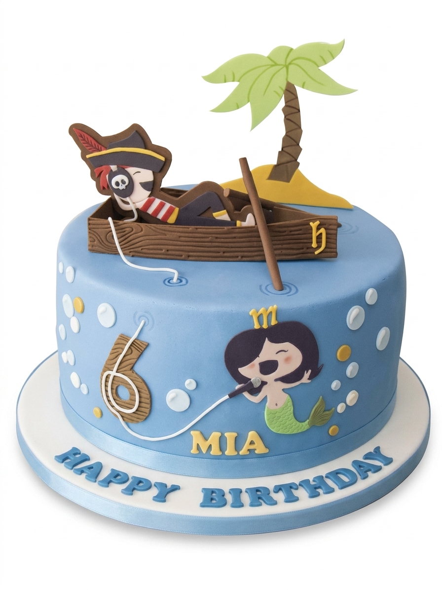 Pirate and Mermaid Adventure Kids Birthday Cake