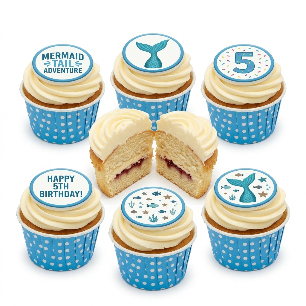 Mermaid Birthday Cupcakes | Custom Age & Message