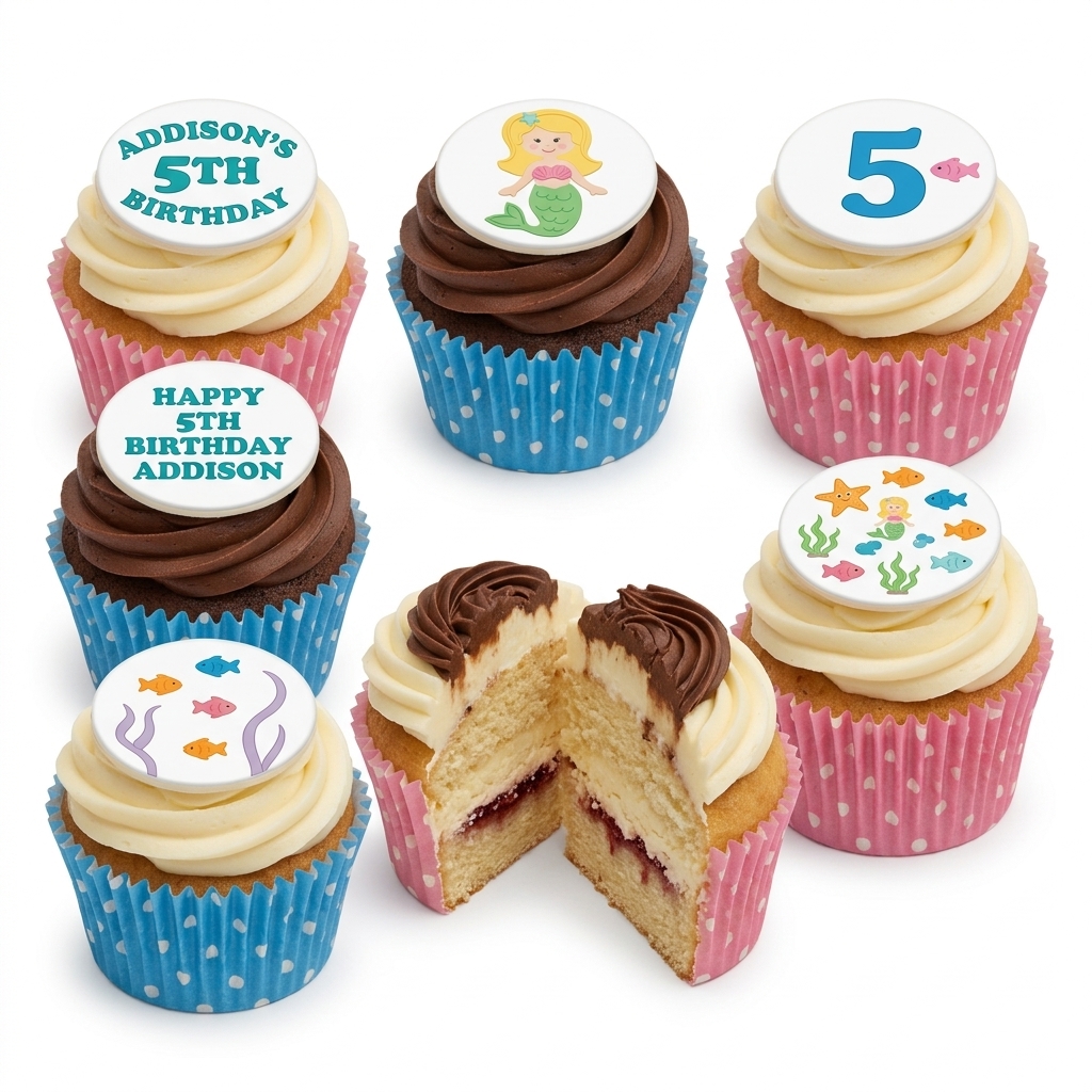 Mermaid Theme Birthday Cupcakes for Girls