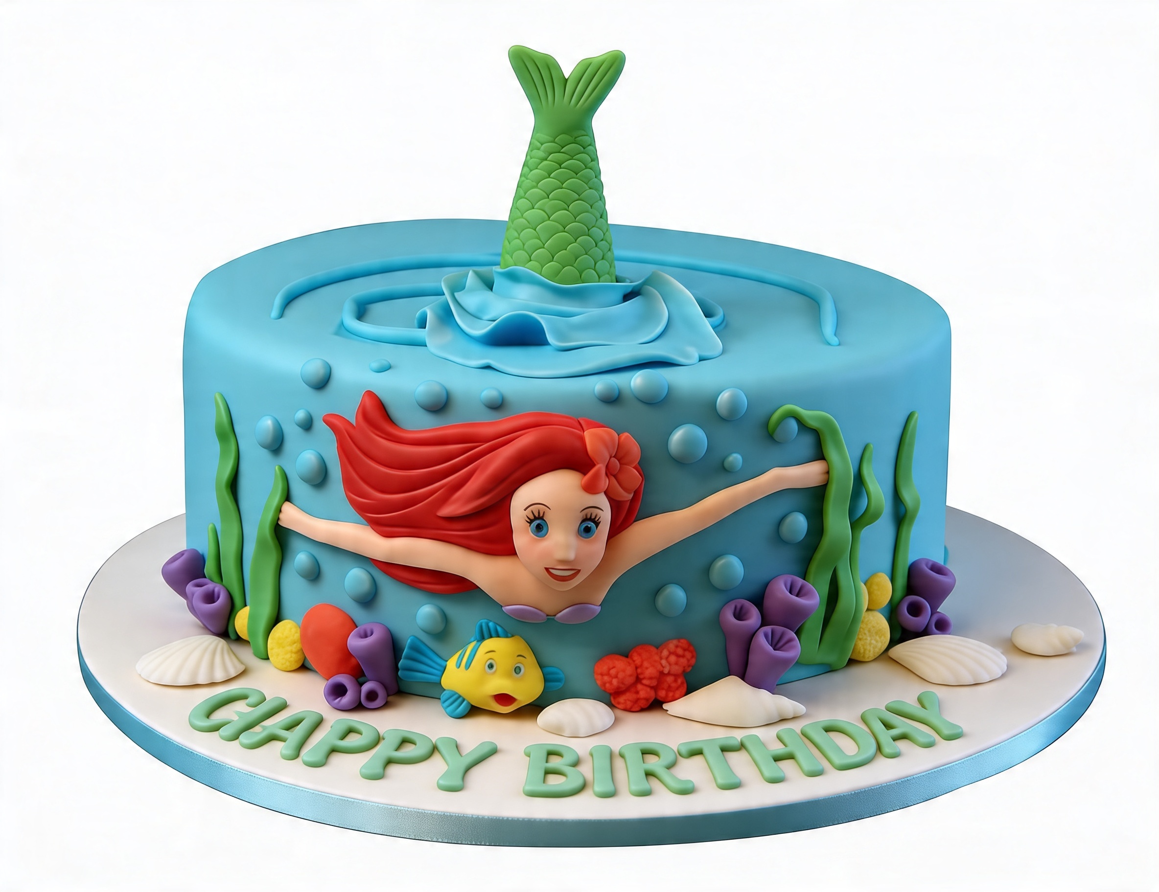 Ariel Mermaid Birthday Cake for Girls
