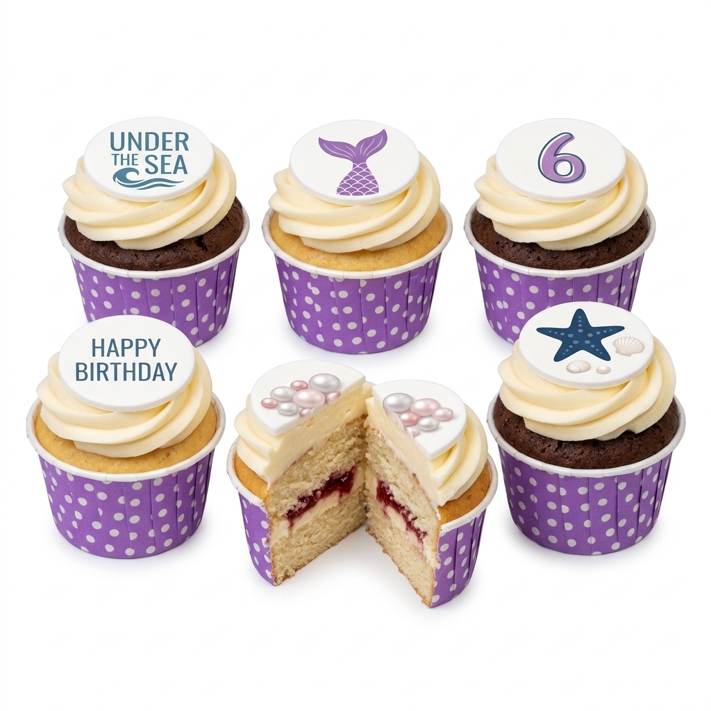 Under the Sea Birthday Cupcakes | Custom Age & Message