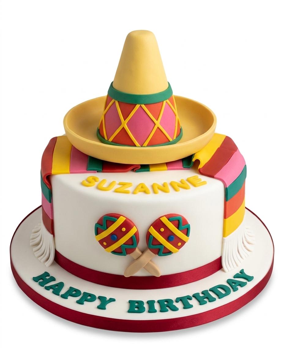 Mexican Fiesta Theme Birthday Cake