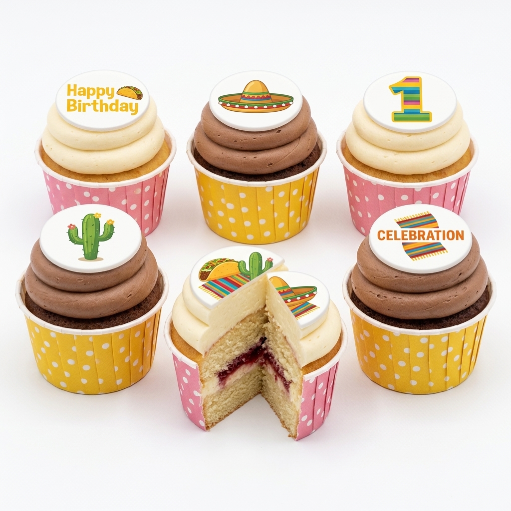 Mexican Fiesta Birthday Cupcakes