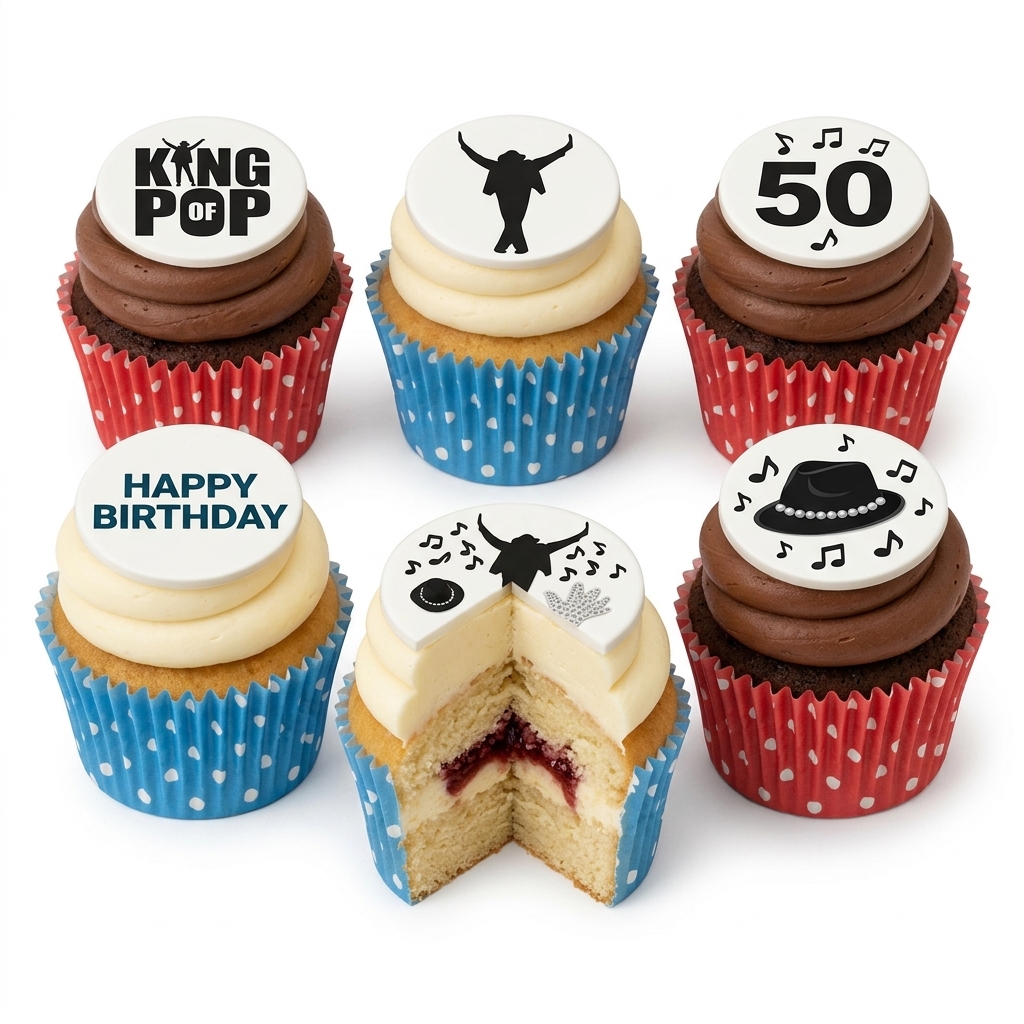 King of Pop Michael Jackson Birthday Cupcakes with Custom Age Topper