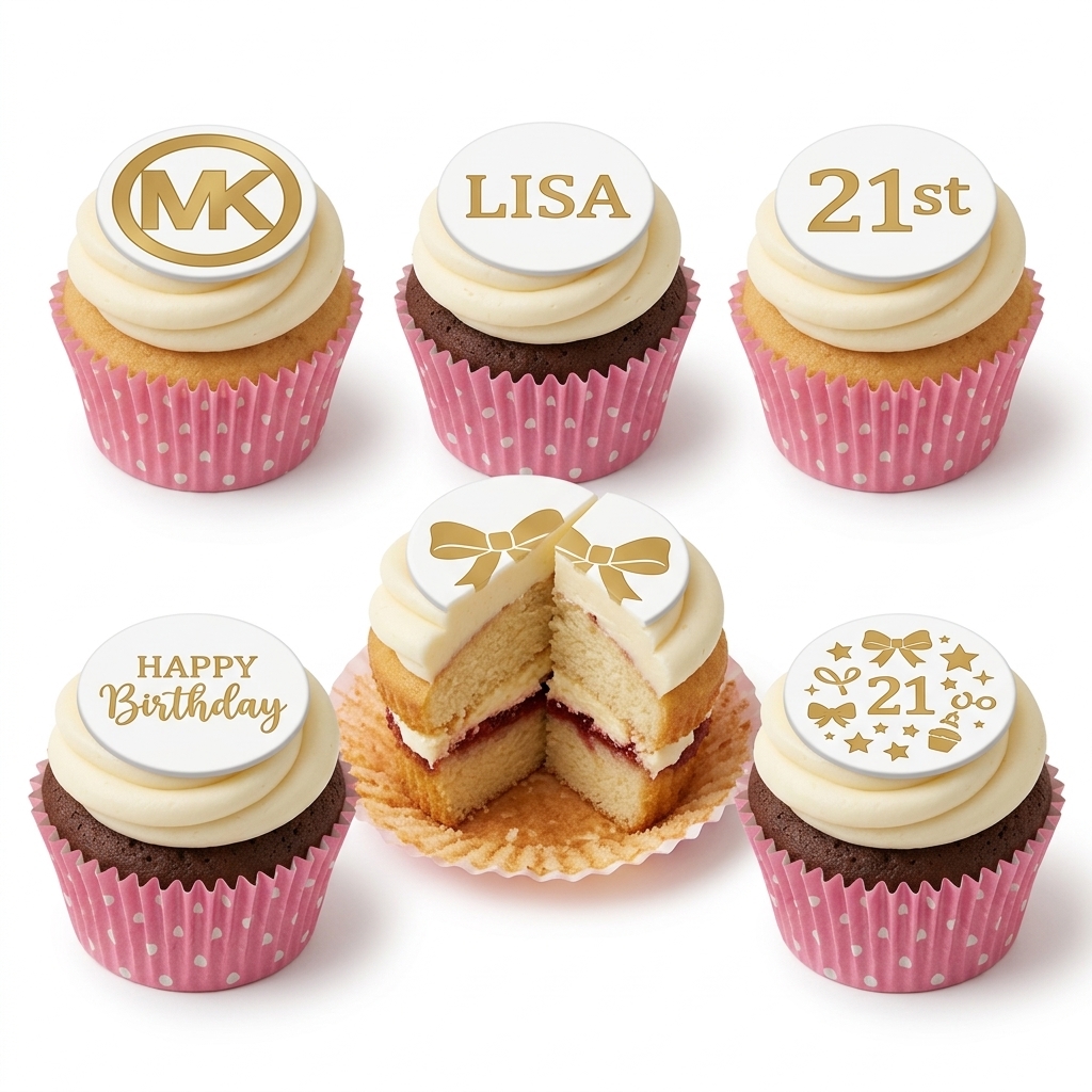 Designer Birthday Cupcakes for Her with Custom Age Topper