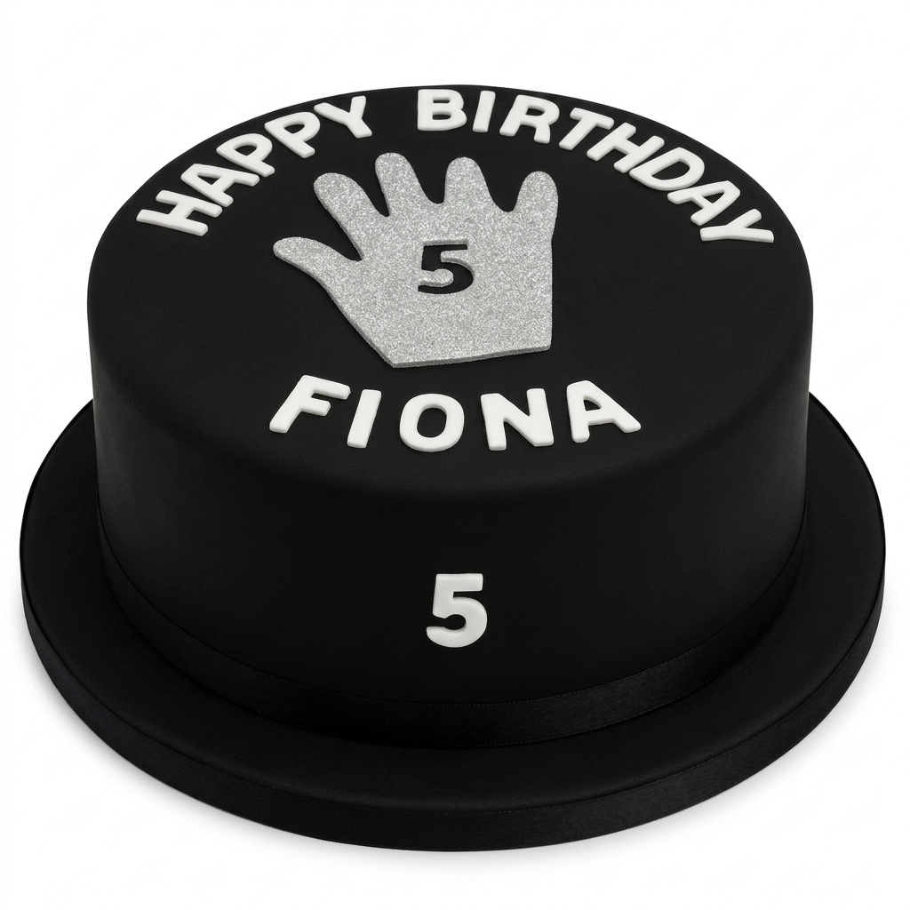 Kids Custom Age Birthday Cake with Hand Print Design