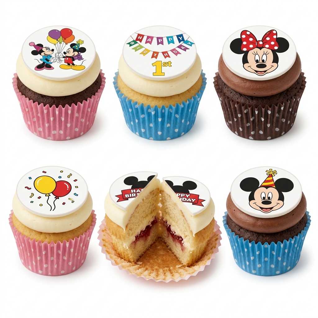 Mickey Mouse & Minnie Mouse Birthday Cupcakes