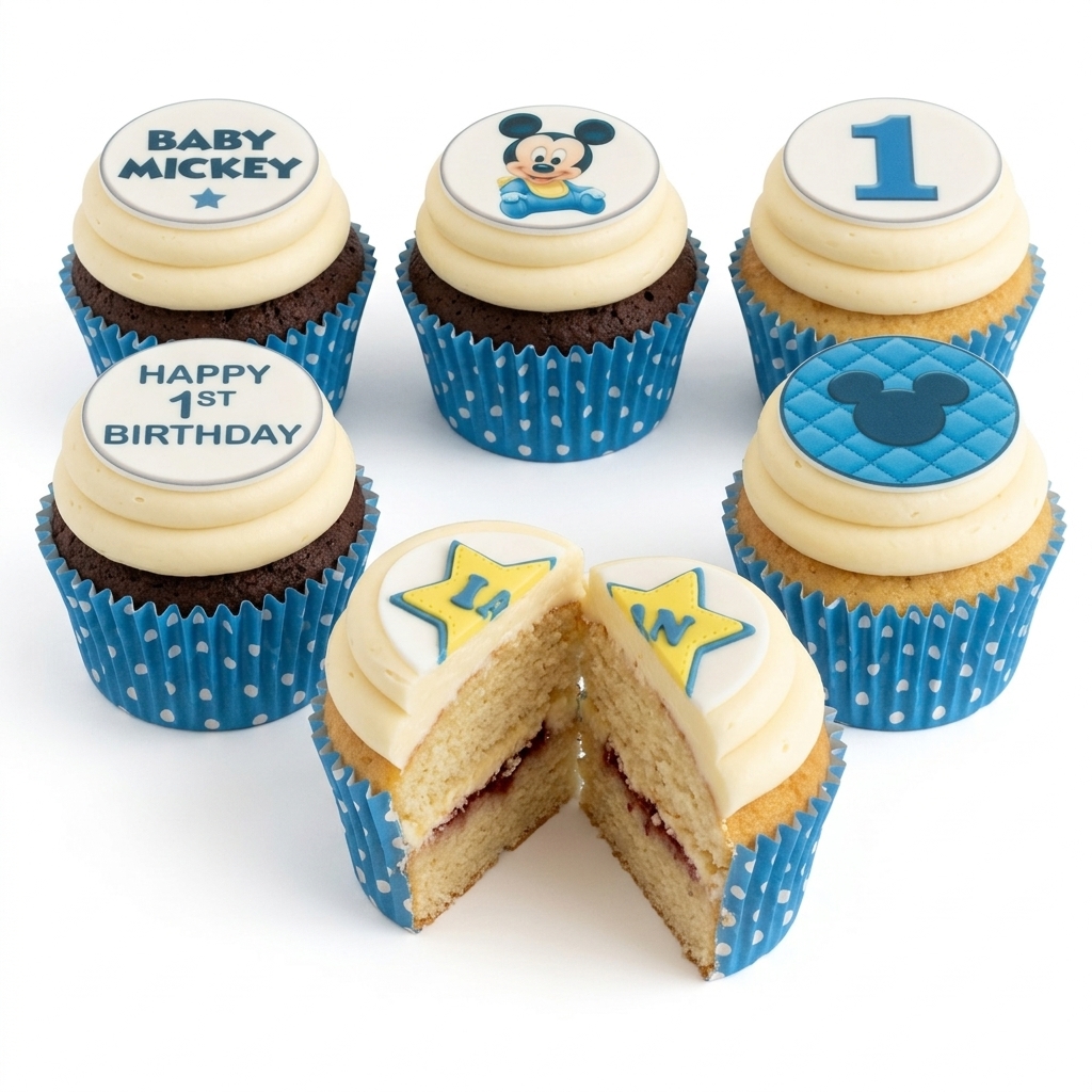 Baby Mickey 1st Birthday Cupcakes