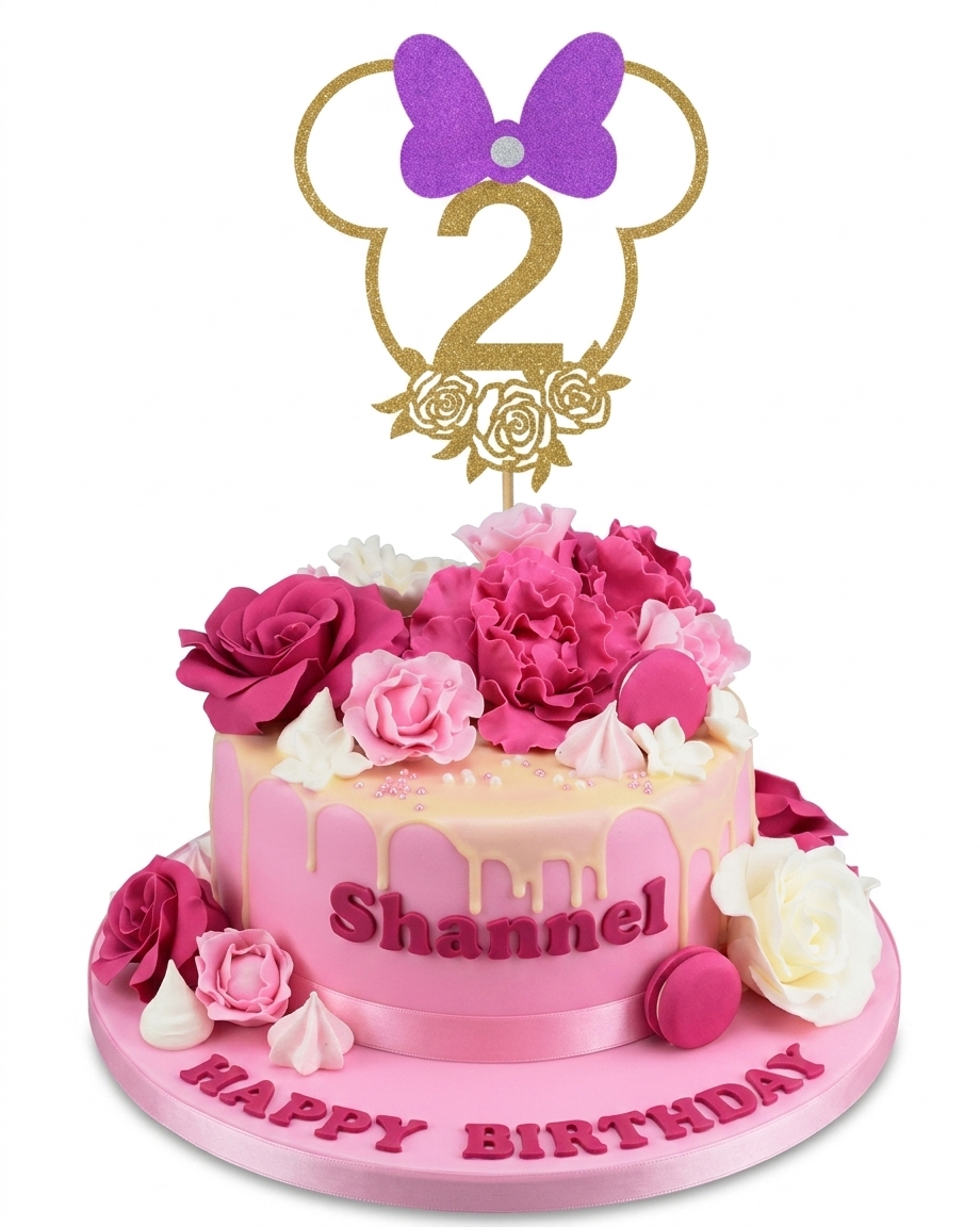 Minnie Mouse Floral Drip Birthday Cake
