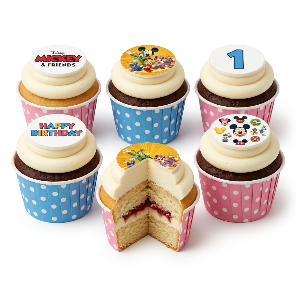 Mickey Mouse & Friends Birthday Cupcakes with Custom Age Topper