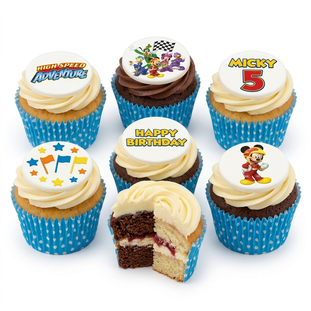 Mickey Mouse Racing Birthday Cupcakes