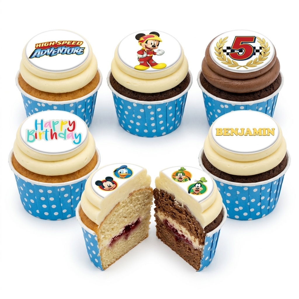 Mickey Mouse Racing Birthday Cupcakes