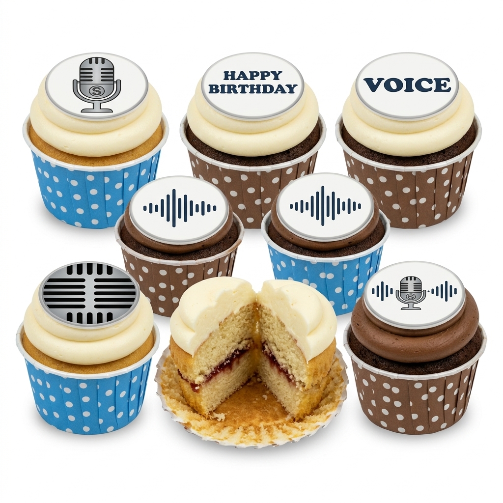 Microphone & Sound Wave Birthday Cupcakes