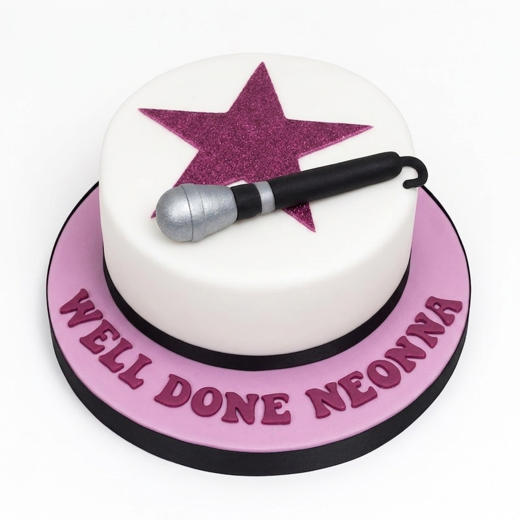 Music Theme Celebration Cake with Microphone & Star