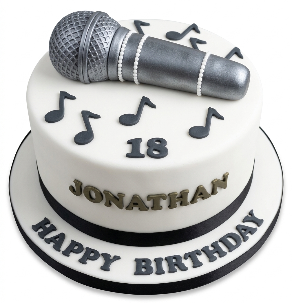 Microphone Music Theme Birthday Cake