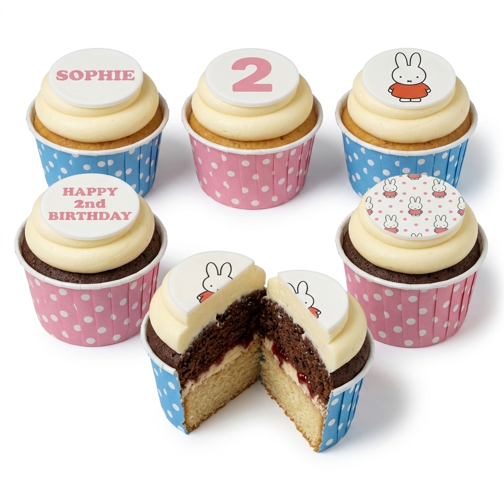 Miffy Birthday Cupcakes with Custom Toppers