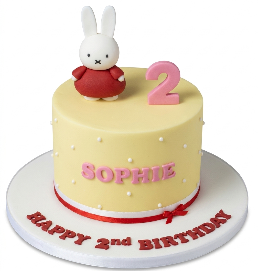 Miffy Birthday Cake for Girls with Custom Age Topper