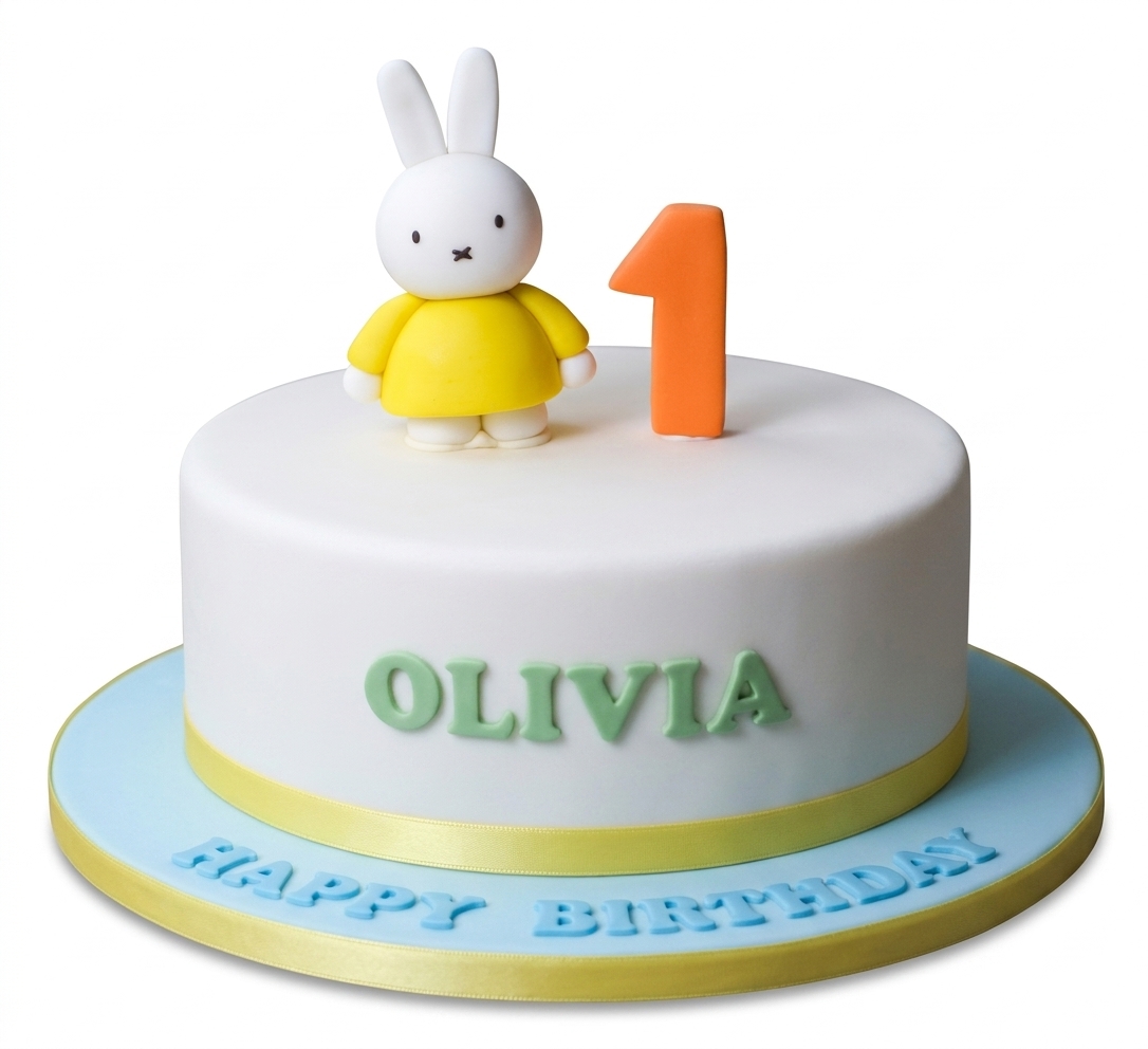 Miffy 1st Birthday Cake with Custom Name