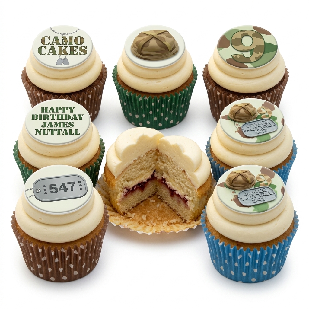 Military Camouflage Birthday Cupcakes