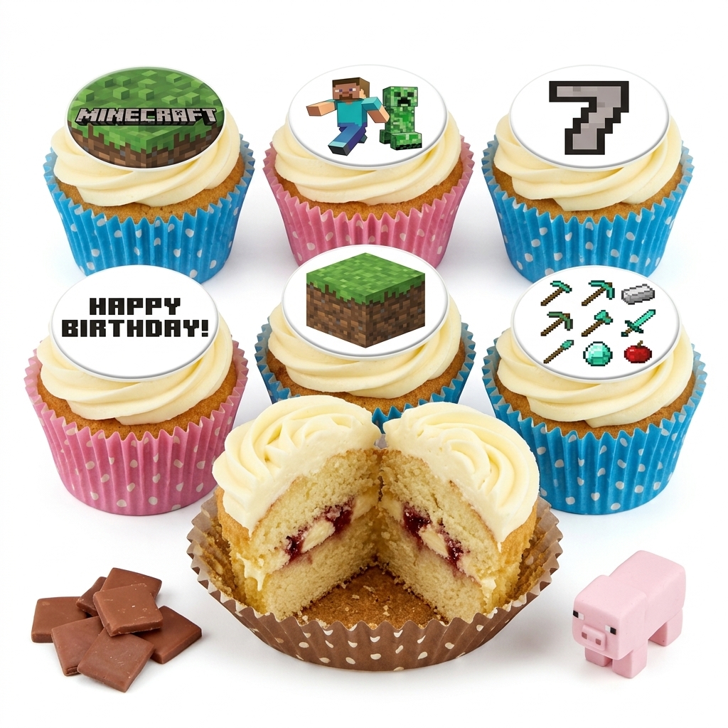 Minecraft Theme Birthday Cupcakes