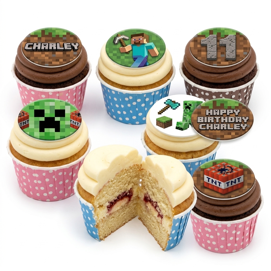 Minecraft Birthday Cupcakes