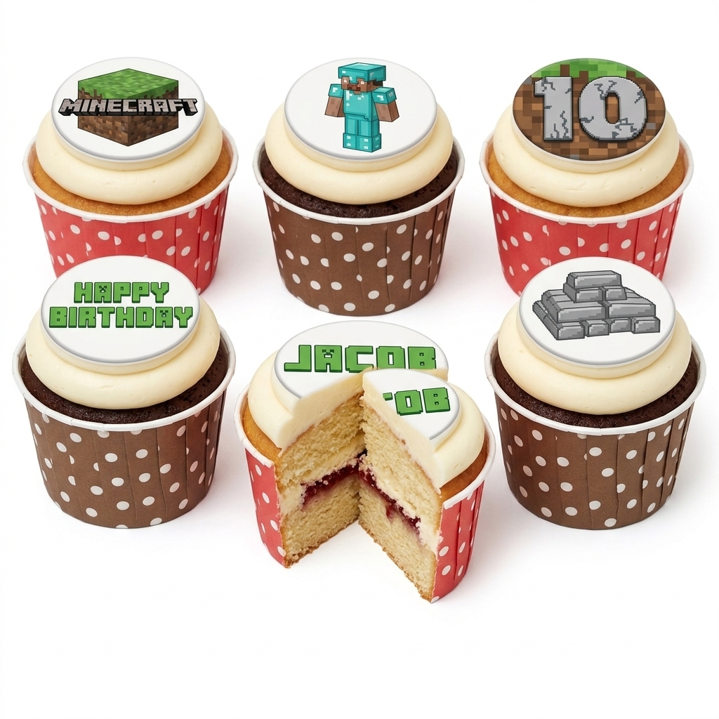 Minecraft Birthday Cupcakes for Kids
