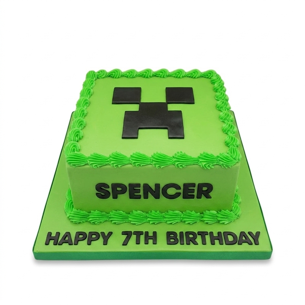 Minecraft Creeper Kids Birthday Cake