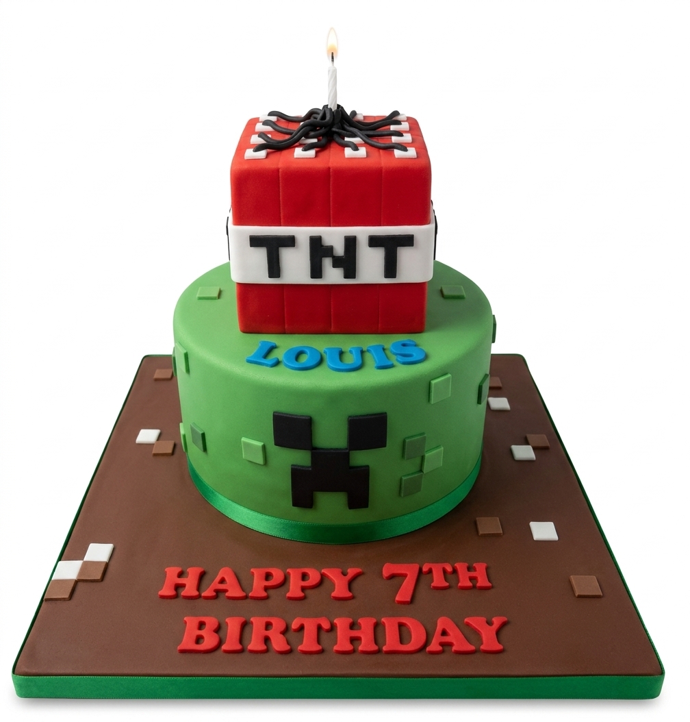 Minecraft Theme Birthday Cake