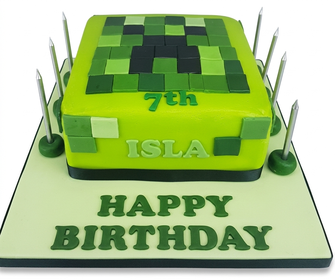 Minecraft Creeper Kids Birthday Cake