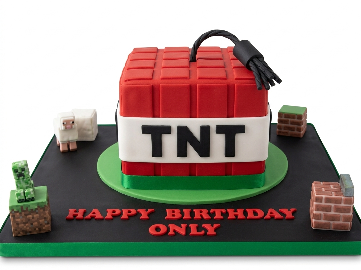 Minecraft TNT Block Birthday Cake for Kids