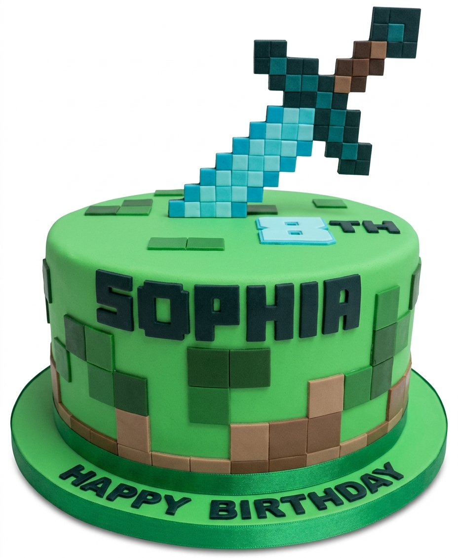 Minecraft Style Gaming Birthday Cake