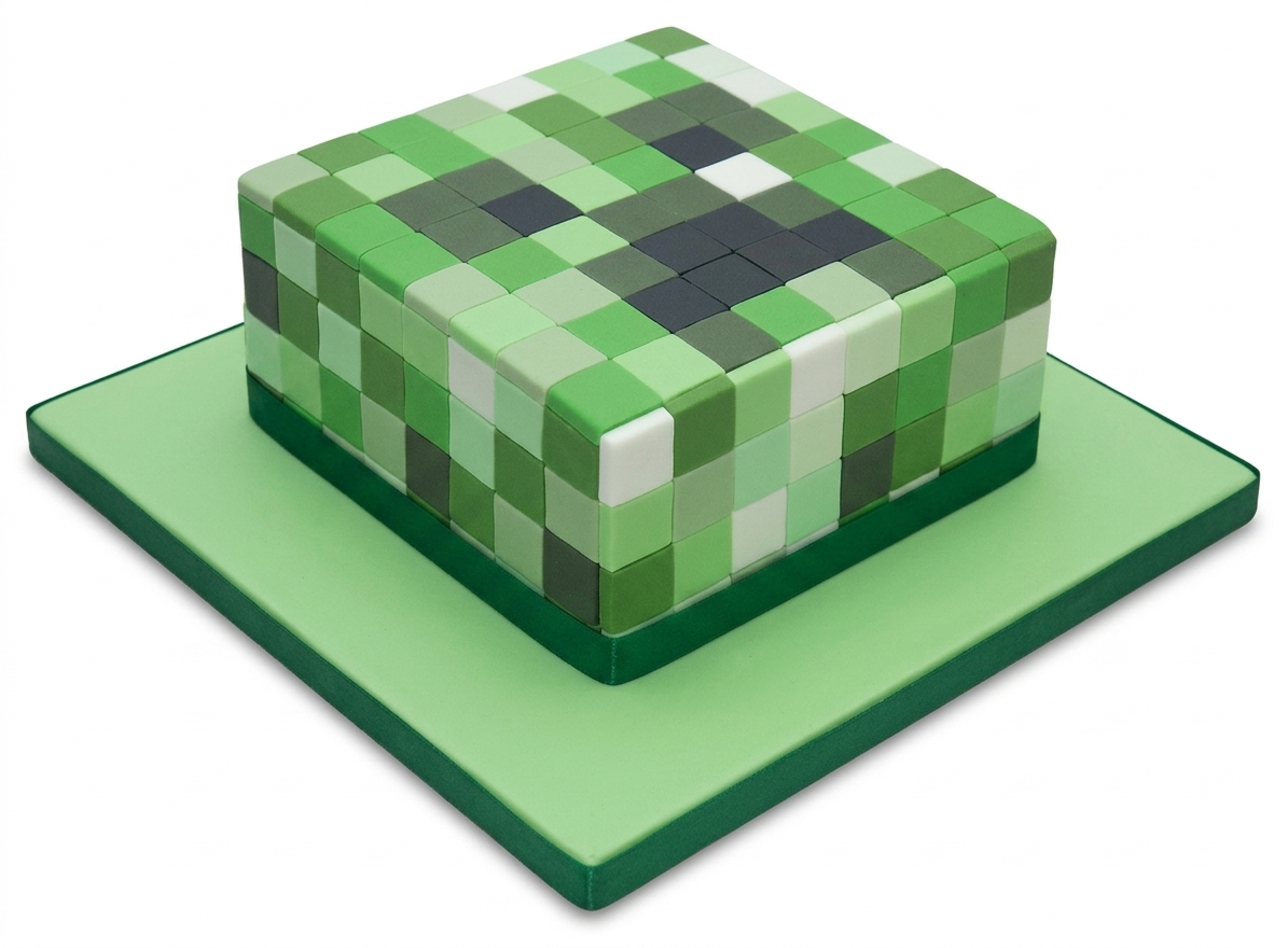 Minecraft Creeper Birthday Cake