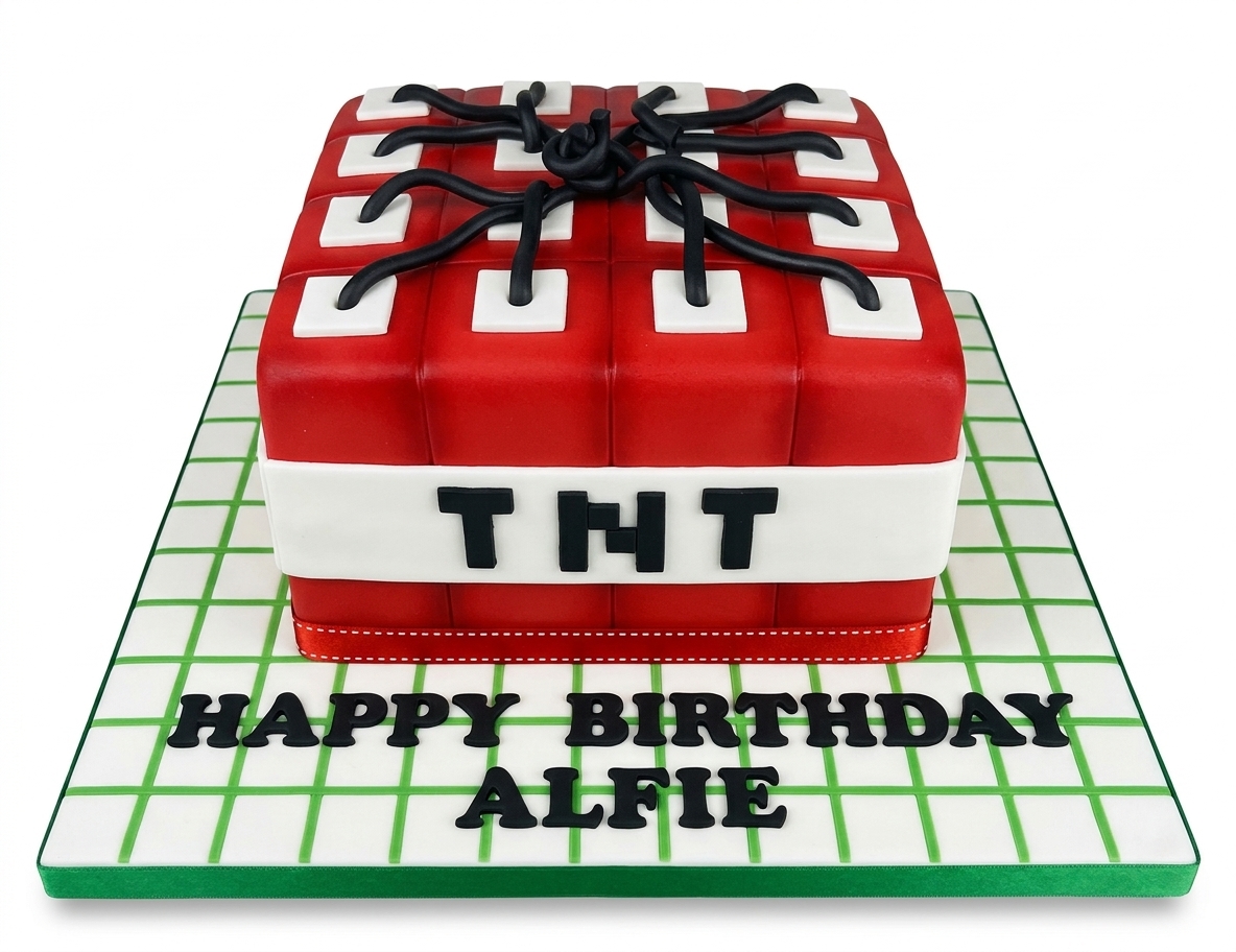 Minecraft TNT Block Birthday Cake