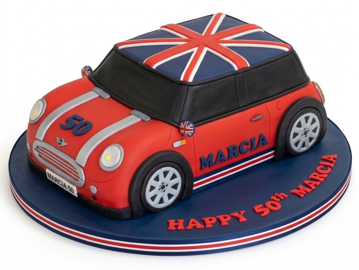 Union Jack Mini Style Car Birthday Cake