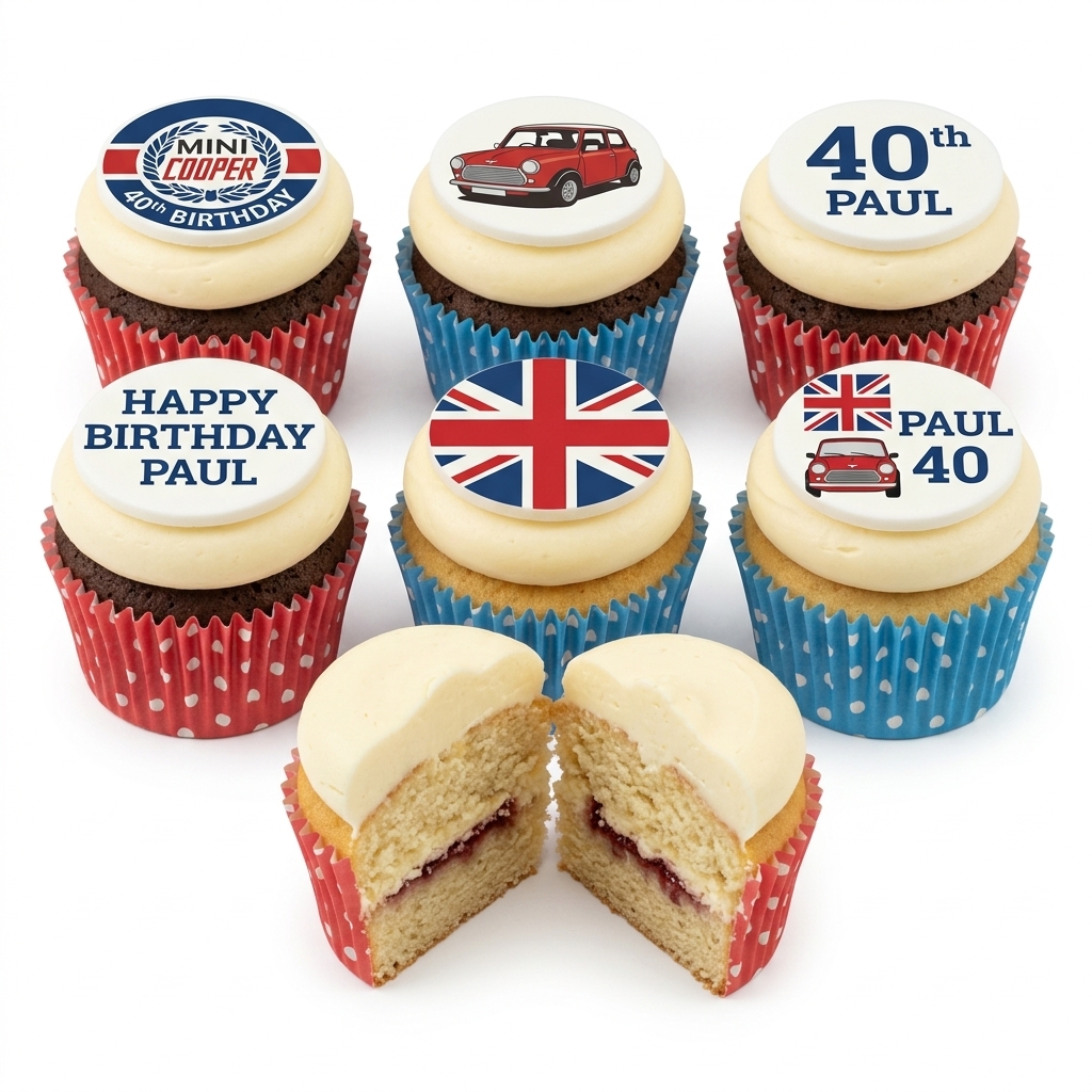 Mini Cooper Classic Car Birthday Cupcakes
