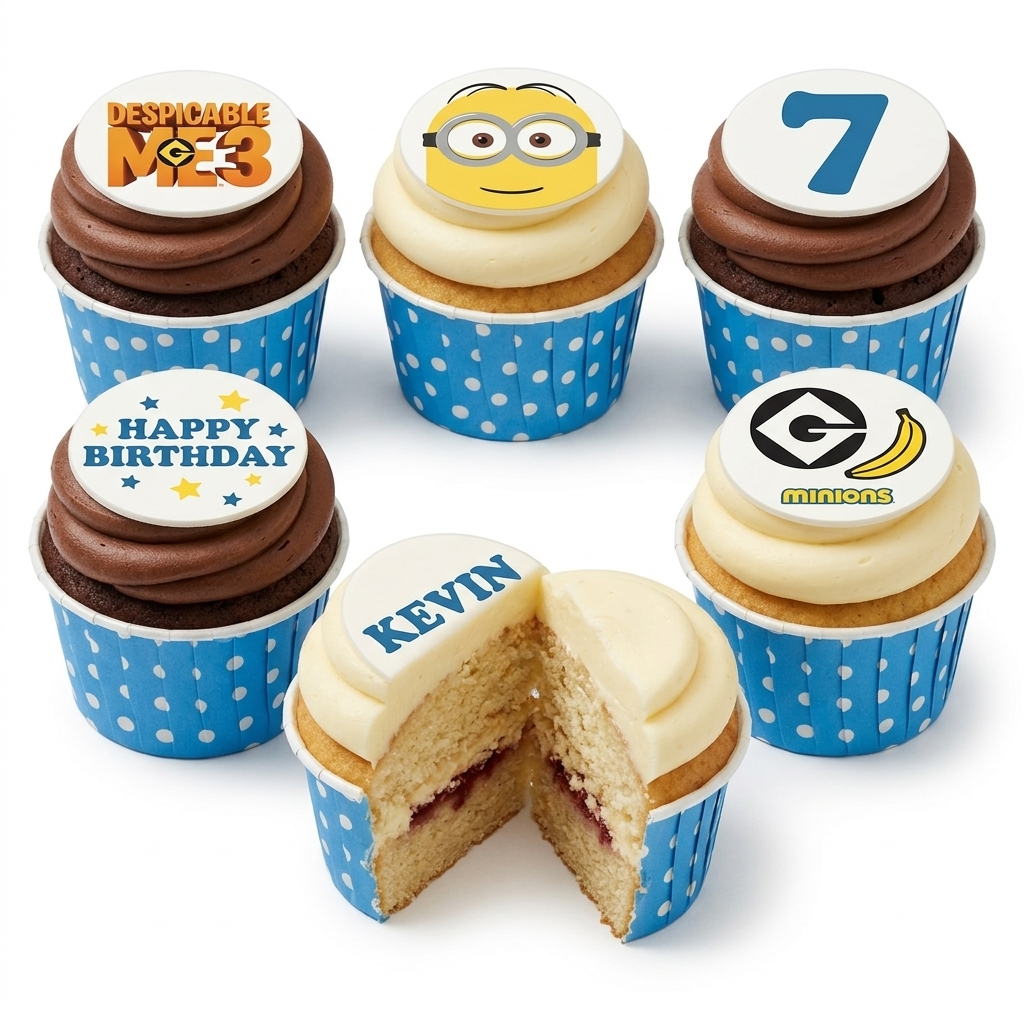 Minions Birthday Cupcakes with Custom Age & Name