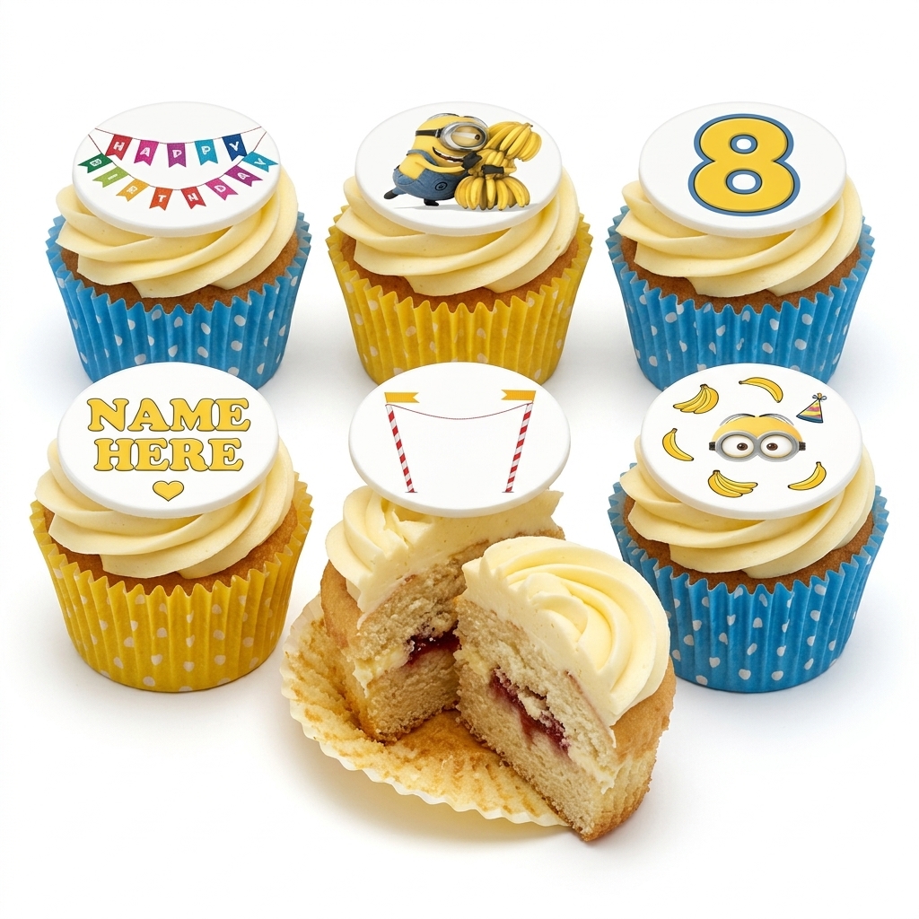 Minions Birthday Cupcakes with Custom Age & Name