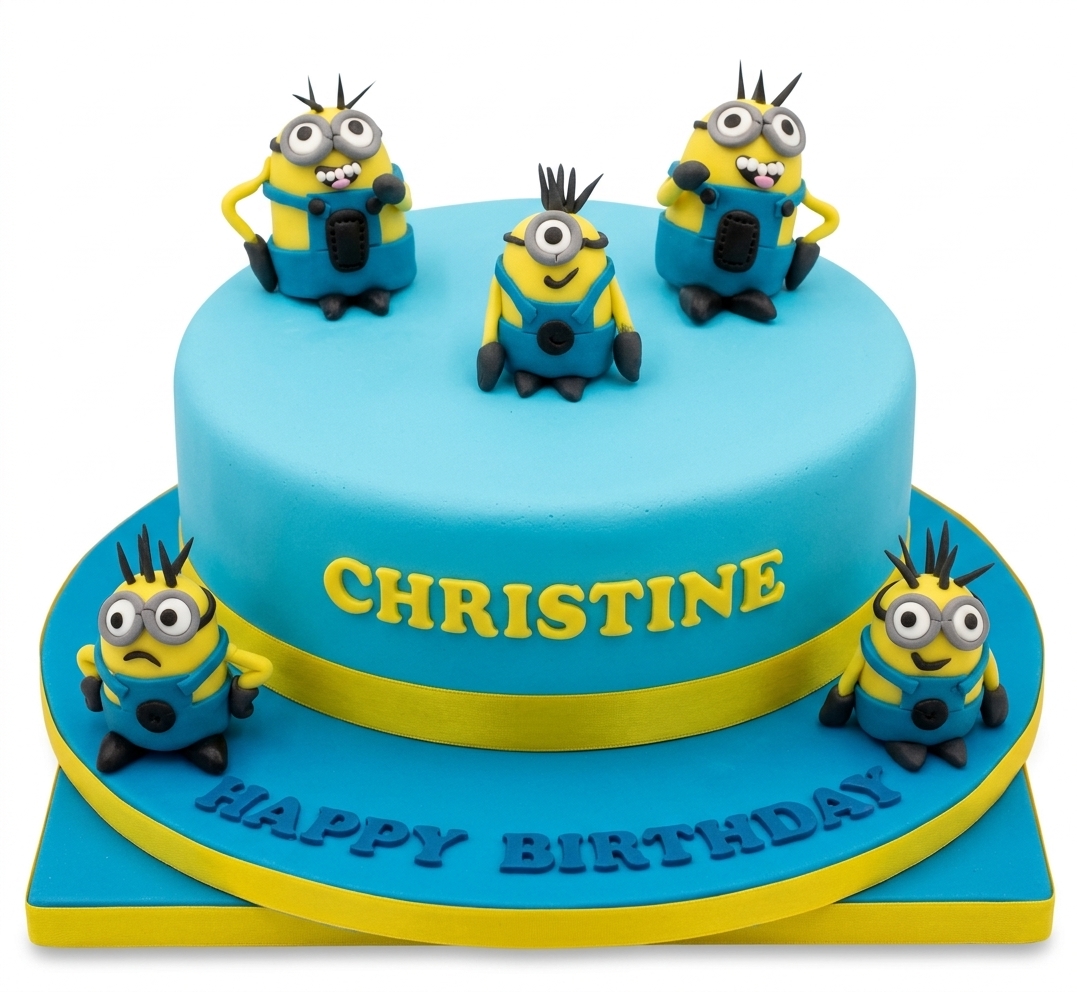 Minions Birthday Cake with Personalised Name