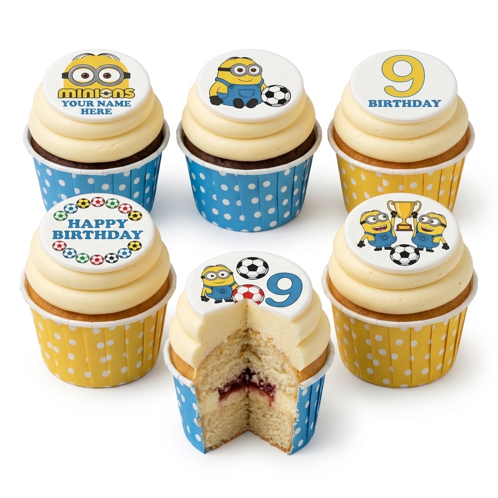 Minions Football Birthday Cupcakes
