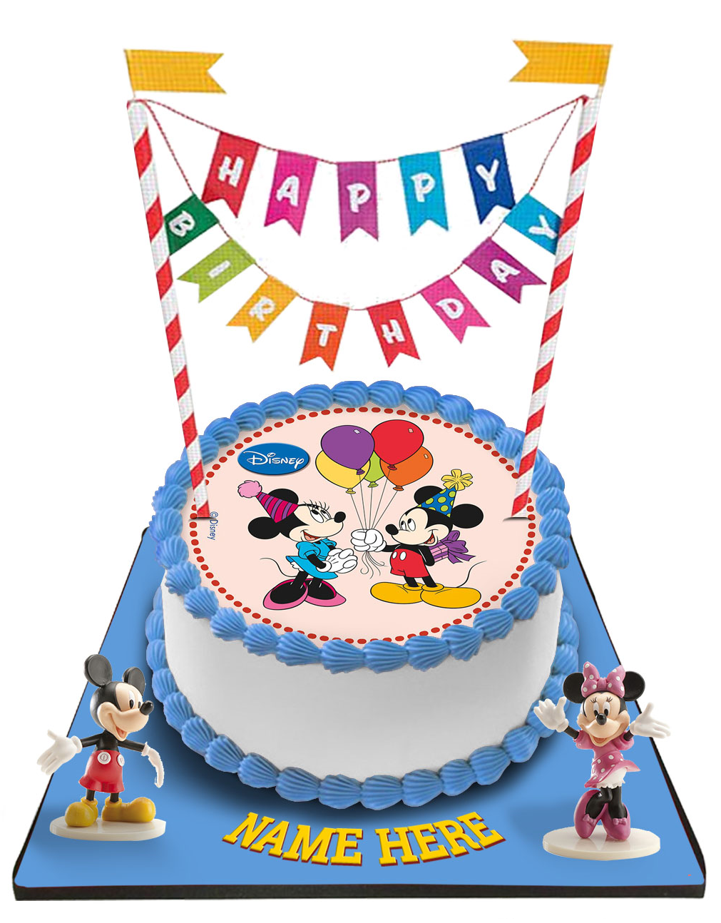 Minnie mouse Cake with Happy Birthday Bunting &Toppers
