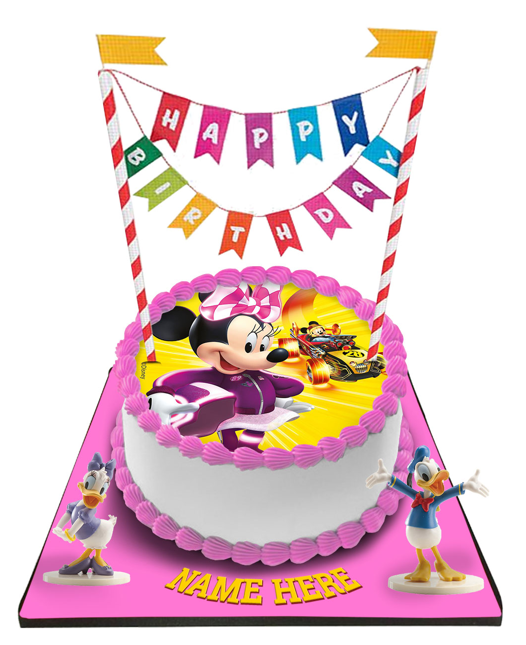 Minnie Mouse Cake with Happy Birthday Bunting &Toppers