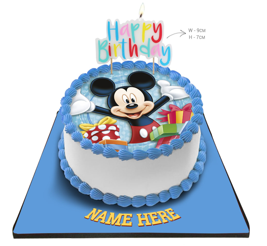 Mickey Mouse Birthday Cake with Candle