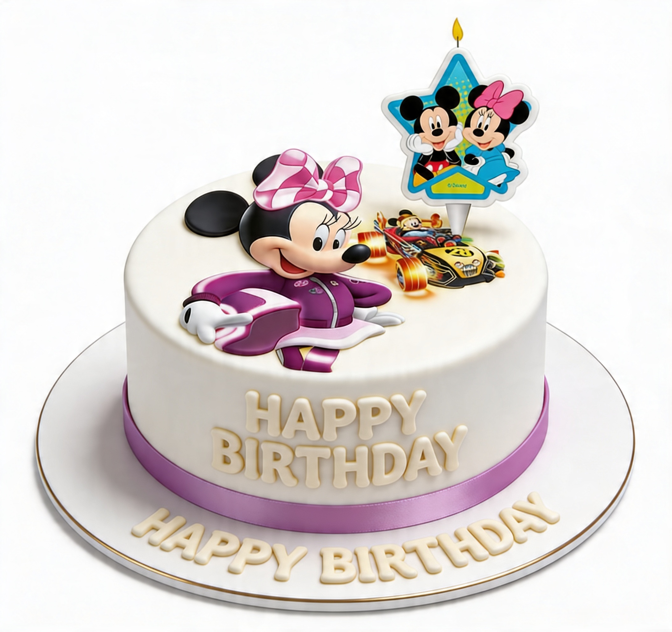Minnie Mouse Racing Birthday Cake