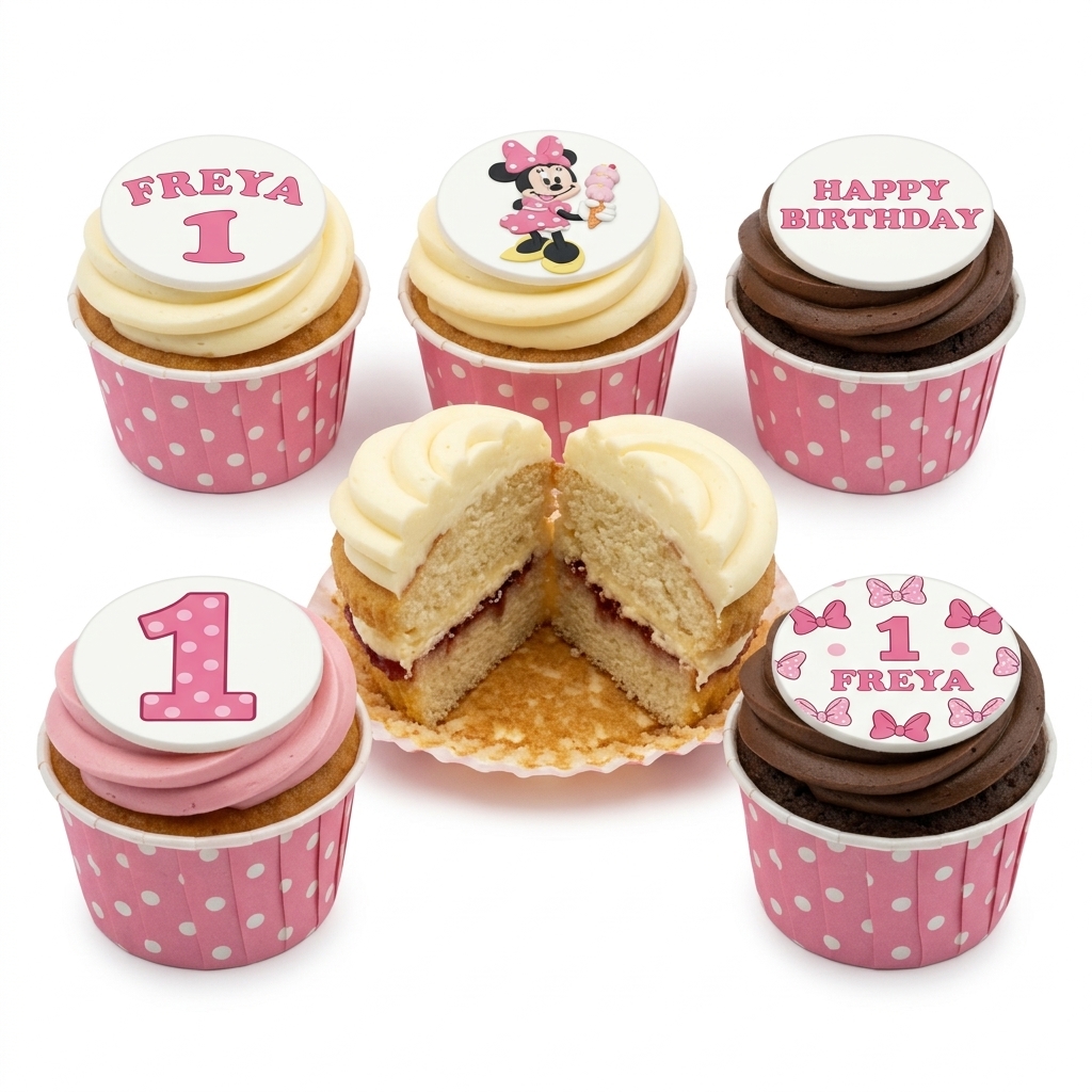 Minnie Mouse Birthday Cupcakes with Custom Age & Name