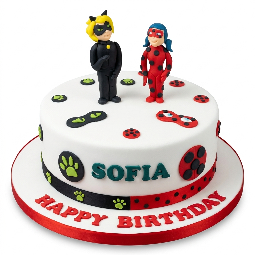 Miraculous Ladybug & Cat Noir Kids Birthday Cake