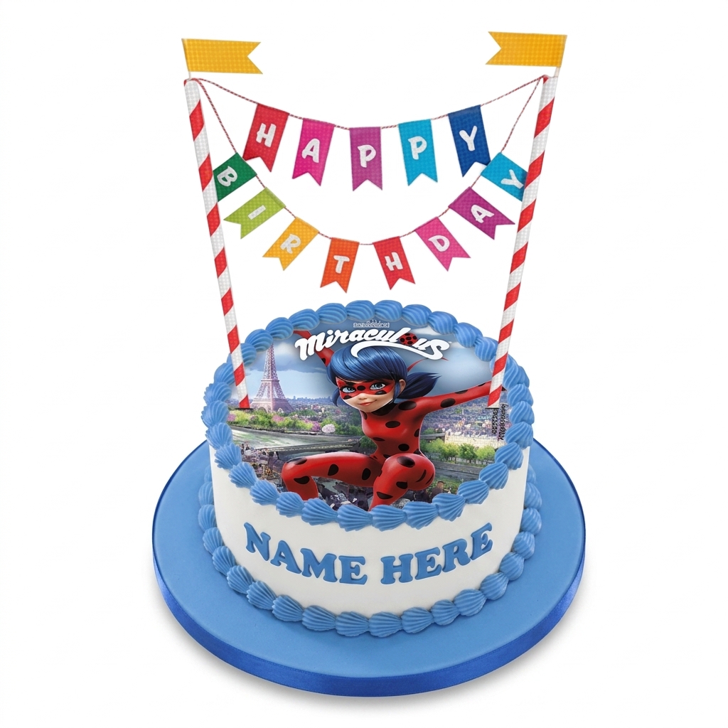 Miraculous Ladybug Birthday Cake with Personalised Name