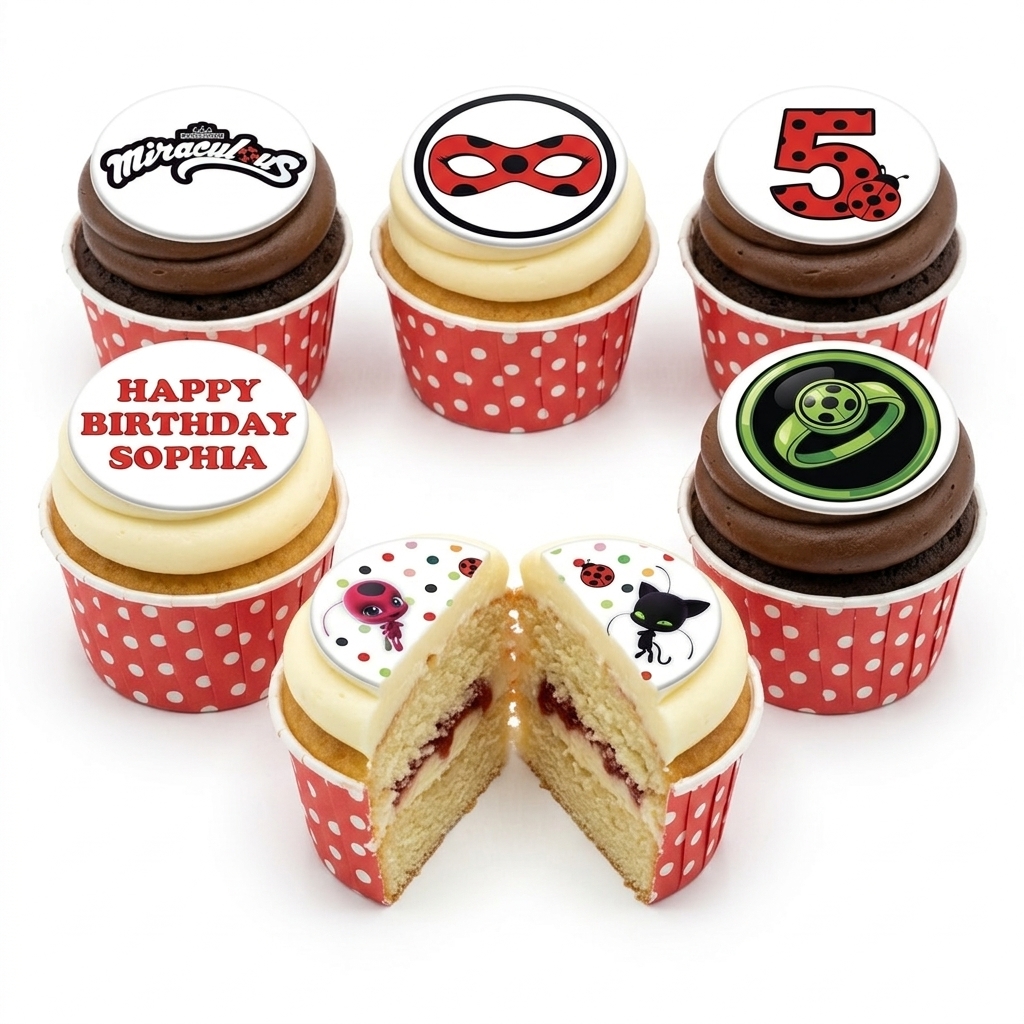 Miraculous Ladybug Birthday Cupcakes | Custom Age & Name
