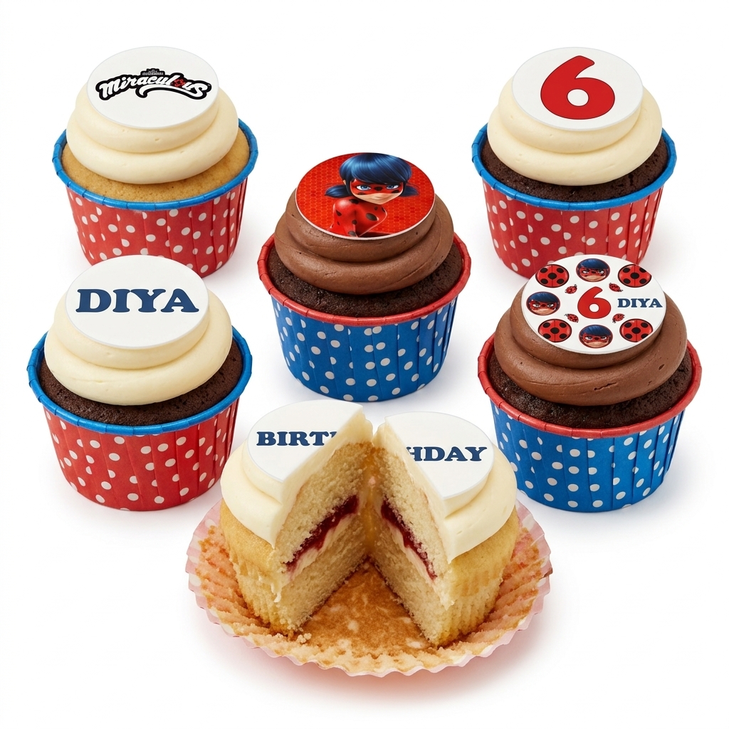 Miraculous Ladybug Birthday Cupcakes with Custom Age